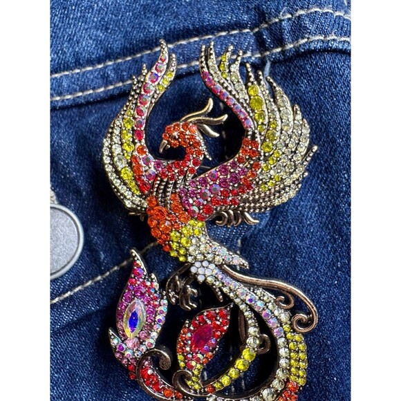 Fantasy Phoenix Rising/Dragon Roaring Brooch Pin- “Phoenix Heart. Dragon Soul.” - Picture 3 of 8
